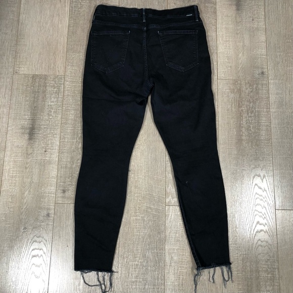 MOTHER The Pixie Ankle Fray Jeans Size 32 Button Fly raw hem Dark Blue - Picture 2 of 12